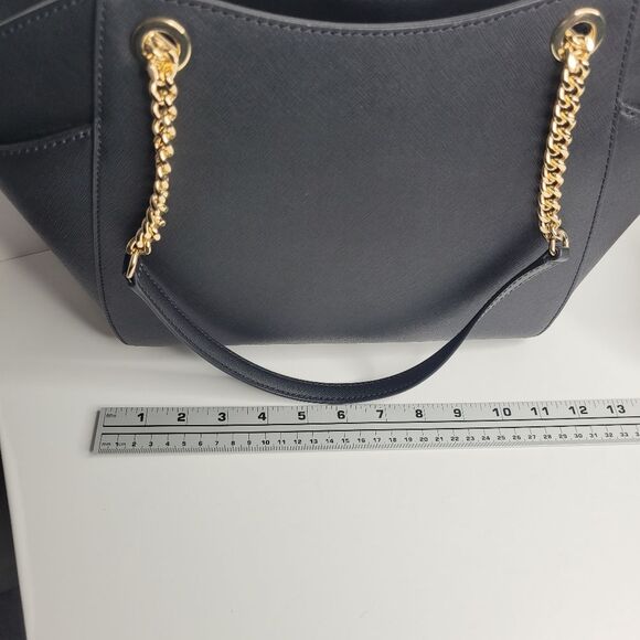 Michael Kors Jet Set Travel LG Chain Shoulder Tote Black Gold - Picture 7 of 7